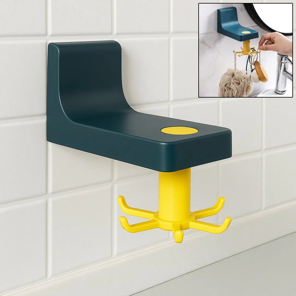 360 Degree Rotating Self Adhesive Plastic Wall Hook Hanger; Multifunctional Hanger with 6 Heavy Duty Claw Hooks - justgrabit.in | Just Grab It