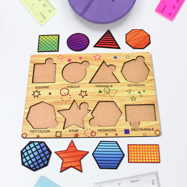 Wooden Triangles Puzzle Learning Educational Board (1 Set / 28×20 Cm) - justgrabit.in | Just Grab It