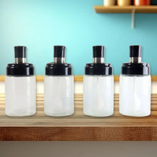 Transparent Spice Jar Set with Spoon & Airtight Lid (4 Pc) - justgrabit.in | Just Grab It
