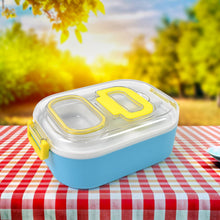 Durable Plastic Lunch box for Kids With 2 in 1 Spoon, Fork (1 Pc) - justgrabit.in | Just Grab It
