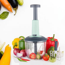 1100 ml 2 in 1 Push up Chopper with affixed with 6 Sharp Blade | Vegetable and Fruit Cutter with Easy Push and chop Button - justgrabit.in | Just Grab It