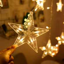 12 Stars LED Curtain String Lights with 8 Flashing Modes for Home Decoration, Diwali & Wedding LED Christmas Light Indoor and Outdoor Light ,Festival Decoration (Warm White / With Box) - justgrabit.in | Just Grab It