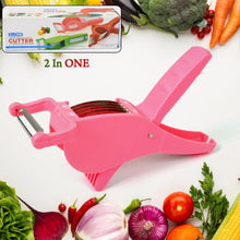 Plastic 2 in 1 Vegetable & Fruit Multi Cutter 5 Blade Vegetable Cutter with Peeler (1 Pc / Multicolor) - justgrabit.in | Just Grab It