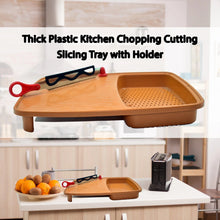 Thick Plastic Kitchen Chopping Cutting Slicing Tray with Holder - Justgrabit Inc.