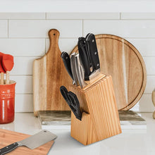 Kitchen Knife Set with Wooden Block and Scissors, Chhari (5 pcs, Black) - justgrabit.in | Just Grab It