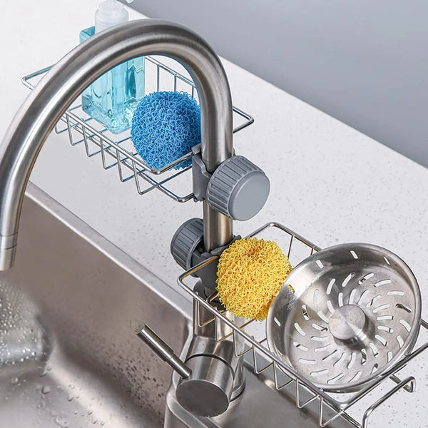 Soap, Sponge Holder, Stainless Steel Sink, Caddy Organizer (1 Pc) - Justgrabit Inc.