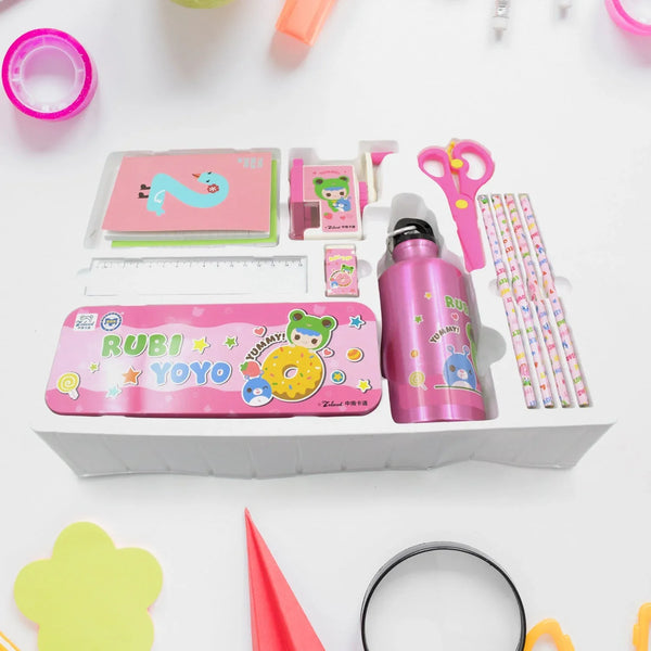 12 - Piece Stationery Set: Pencil Box, Pencils, Erasers & More - Justgrabit Inc.