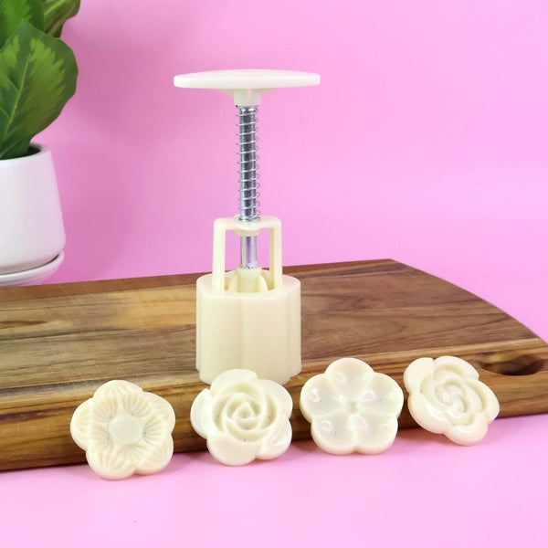 Mooncake Press Mold with 4 Stamps set - justgrabit.in | Just Grab It