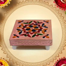 1 Pc Meenakari Wooden Chowki & Bajot Set: For Home & Office Puja (Multicolor) - Justgrabit Inc.