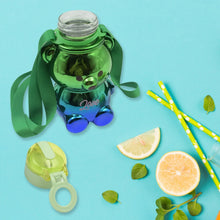 Cute Plastic Water Bottle with Strap & Stickers | Kids School Water Bottle with Straw (1 Pc) - Justgrabit Inc.