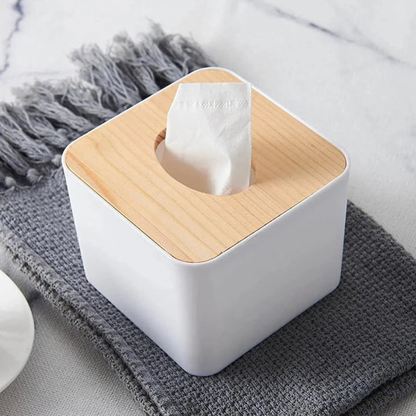 Tissue Box Desktop Stand Bamboo Tissue Cover Box Rectangular Paper Towel Holder Removable Tissue Dispenser for Bathroom Vanity Countertop Bedroom Car Holder Paper Towels Dispenser (1 Pc ) - Justgrabit Inc.