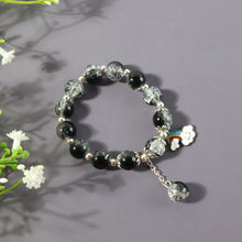 Elegant Black & Crystal Beaded Charm Bracelet - justgrabit.in | Just Grab It