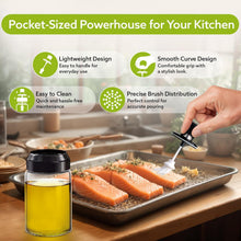 Clear Glass Oil Dispenser Bottle Integrated Silicone Basting Brush (250ml Approx) - justgrabit.in | Just Grab It