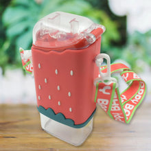 Portable Cute Water Bottle for Kids, Unique Ice Cream Shape water cup, sicle Shaped Plastic Kettle with Straw, Adjustable Shoulder Strap, BPA free, Leakproof (300 ML) - Justgrabit Inc.
