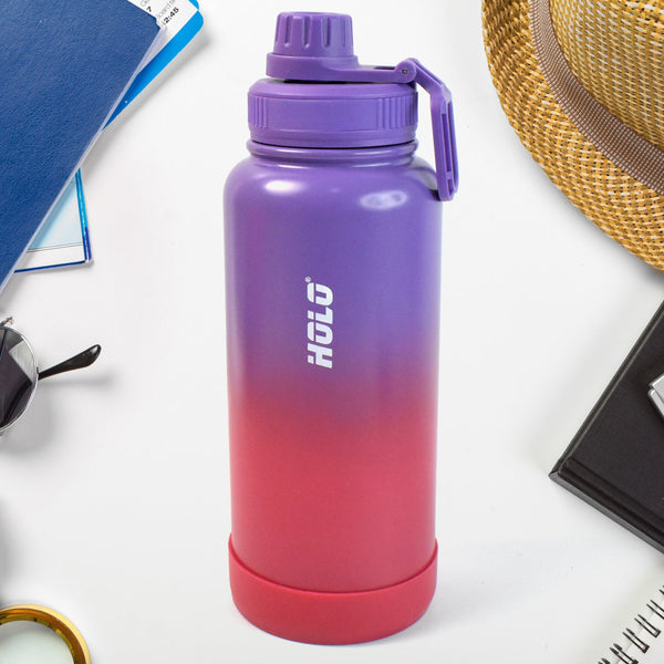 Two Tone Pink Stainless Steel Water Bottle | Copper Coated Vacuum Insulation (1000ml) - justgrabit.in | Just Grab It