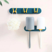 Toothbrush Holder Plastic Bathroom Accessories Organizer Wall Mounted Hanging Mount Shelf & Hooks (1pc) - justgrabit.in | Just Grab It