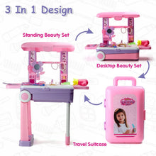 Big Beauty Set Suitcase On Wheel, The Ultimate Beauty Set On Wheels for Girls, Makeup Kit is Easy to Clean & Use, Portable Beauty Set with 25 Pieces for 3 Years BIS Approved. (Beauty Set Trolley) - Justgrabit Inc.
