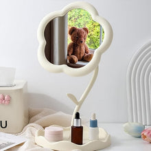 Flower - Shaped Makeup Mirror, Rotatable Makeup Mirror with Tray Table Vanity - justgrabit.in | Just Grab It