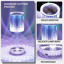 Crystal Table Lamp , Touch Control Atmosphere Nightstand Lamp With USB Charging Line - Justgrabit Inc.