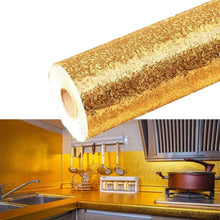 Oil Proof Sticker, Waterproof Self Adhesive Aluminum Foil Wallpaper (60 cm×200 Cm / Golden / 1 Pc) - justgrabit.in | Just Grab It