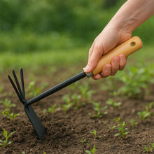 2 in 1 Double Hoe Gardening Tool with Wooden Handle - Justgrabit Inc.