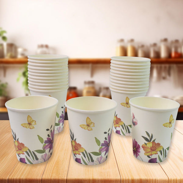 Disposable Paper Cups, Disposable Tea, Coffee Cups (24 Pcs Set / Mix Color & Design) - justgrabit.in | Just Grab It