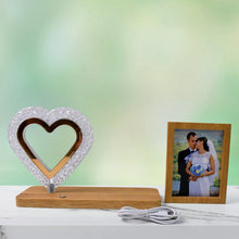 Heart Shape Cystal Led Lamp & Photo Frame Night Lamp | Wedding Gift | love couple - Justgrabit Inc.