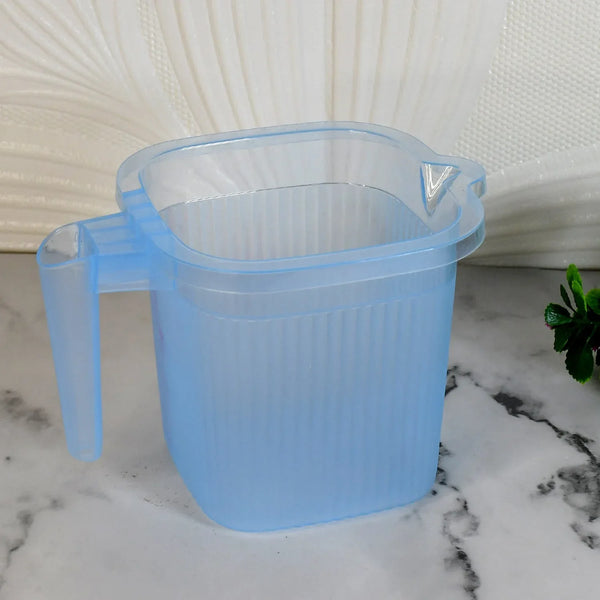 Plastic Square Transparent Bath Water Mug (1 Pc / 1000 ML / Mix Color) - justgrabit.in | Just Grab It