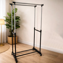Double Pole Adjustable Garment Stand (1 Set) - justgrabit.in | Just Grab It