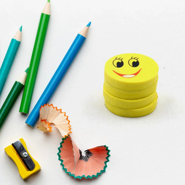 Cute Smile Emoji Eraser Set – Perfect for Kids (4pc Set) - Justgrabit Inc.