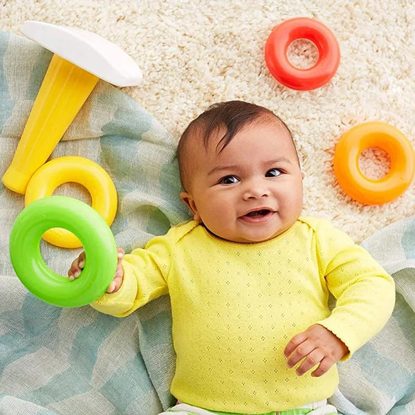 Plastic Baby Kids Teddy Stacking Ring Jumbo Stack Up Educational Toy 5pc - justgrabit.in | Just Grab It