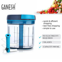 Ganesh Master Chopper with 5 Stainless Steel Blades, XL Large Jumbo Chopper (900 Ml) - Justgrabit Inc.