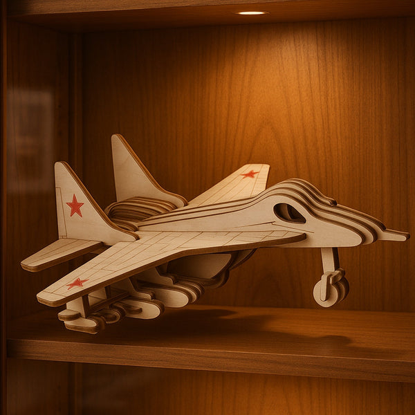 3D Wooden Fighter Jet Puzzle DIY Assembly Kit - justgrabit.in | Just Grab It
