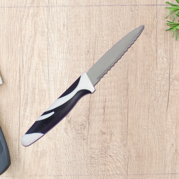 Ritu Stainless Steel Serrated Blade Zebra Kitchen Knife (1 Pc) - justgrabit.in | Just Grab It
