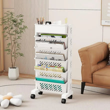 Movable Bookshelf, Large Capacity Rotatable Plastic Rolling Organization Shelf / Rack - Justgrabit Inc.