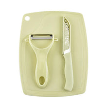 Plastic Kitchen Peeler - Green & Classic Stainless Steel 3 - Piece Knife Set Combo - Justgrabit Inc.