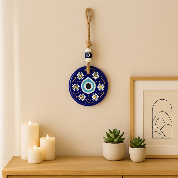 Decorative Evil Eye Wall Hanging Nazar Protector Charm with Beads, Wind Chime (1 Pc) - justgrabit.in | Just Grab It