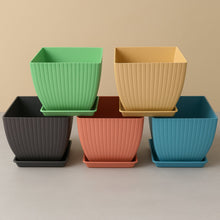 Trendy Square Plastic Flower Pots Set of 5 - justgrabit.in | Just Grab It