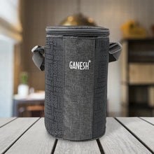 Ganesh 4In1 Tiffin Box - Lunch Box | 3 Stainless Steel Containers 300 Ml Approx & Plastic Salad Container 200 Ml Approx| Plastic lid Box | Round Zip Bag | Leak Proof | Microwave Safe for Office, College and School for Men, Women  - Justgrabit Inc.