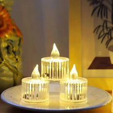 12 Pcs Flameless and Smokeless Decorative Acrylic Candles Transparent Led Tea Light Candle for Gifting, House, Diwali, Christmas, Festival, Events Decor Candles, Diwali - justgrabit.in | Just Grab It