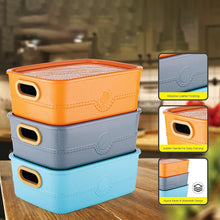 3 - Piece Plastic Multipurpose Storage Basket Bin Set with Handle (3 Pcs Set) - justgrabit.in | Just Grab It