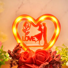 Romantic Heart - Shaped Love Couple Decorative Showpiece with Rose Base (1 Pc) - Justgrabit Inc.