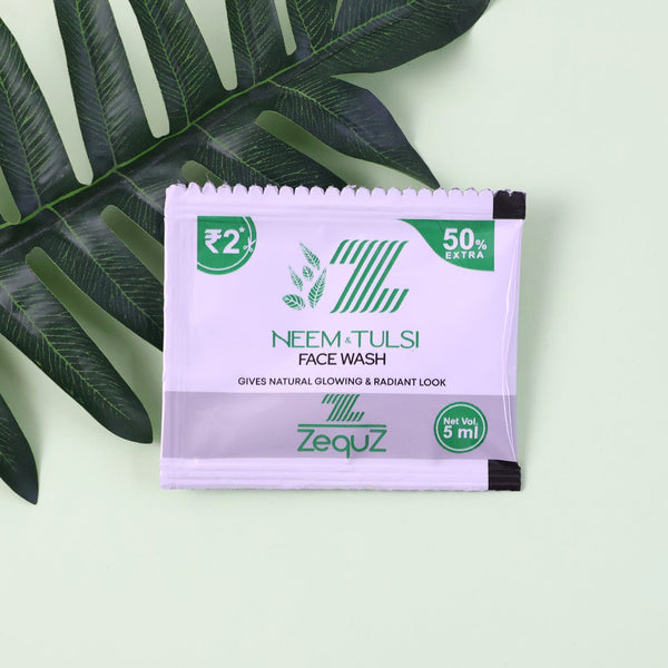 Zequz Neem & Tulsi Herbal Face Wash Sachet (5 ML / 1 Pc) - justgrabit.in | Just Grab It