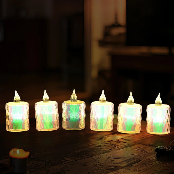 24 Pc Flameless and Smokeless Decorative Melting Candles LED Tea Light Candle Flickering Electronic Candle, Diwali - justgrabit.in | Just Grab It