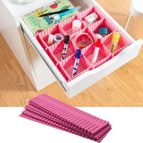 Plastic Adjustable Grid Drawer Dividers Organizers Closet Straps For Home And Kitchen Drawer Use - justgrabit.in | Just Grab It