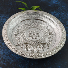 Traditional Silver Finish Plastic Pooja Thali (1 Pc) - justgrabit.in | Just Grab It