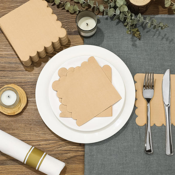 Disposable Scalloped Edge Tissue Napkins Set (120 Pc) - justgrabit.in | Just Grab It