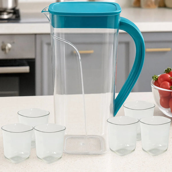Supermom Plastic Marina Jug with 6 Glass Set - Justgrabit Inc.