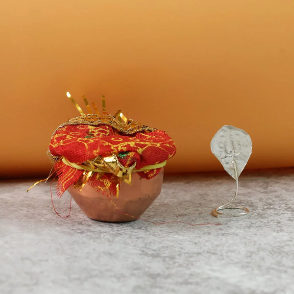 vastu Kalash Pooja Decorative Copper - Style Kalash - (1 set) - justgrabit.in | Just Grab It