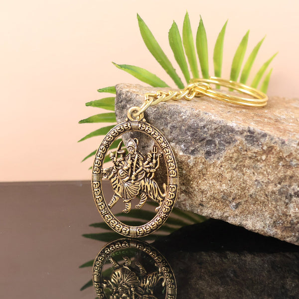 Premium Golden Metal Durga Maa Keychain (1 Pc) - justgrabit.in | Just Grab It